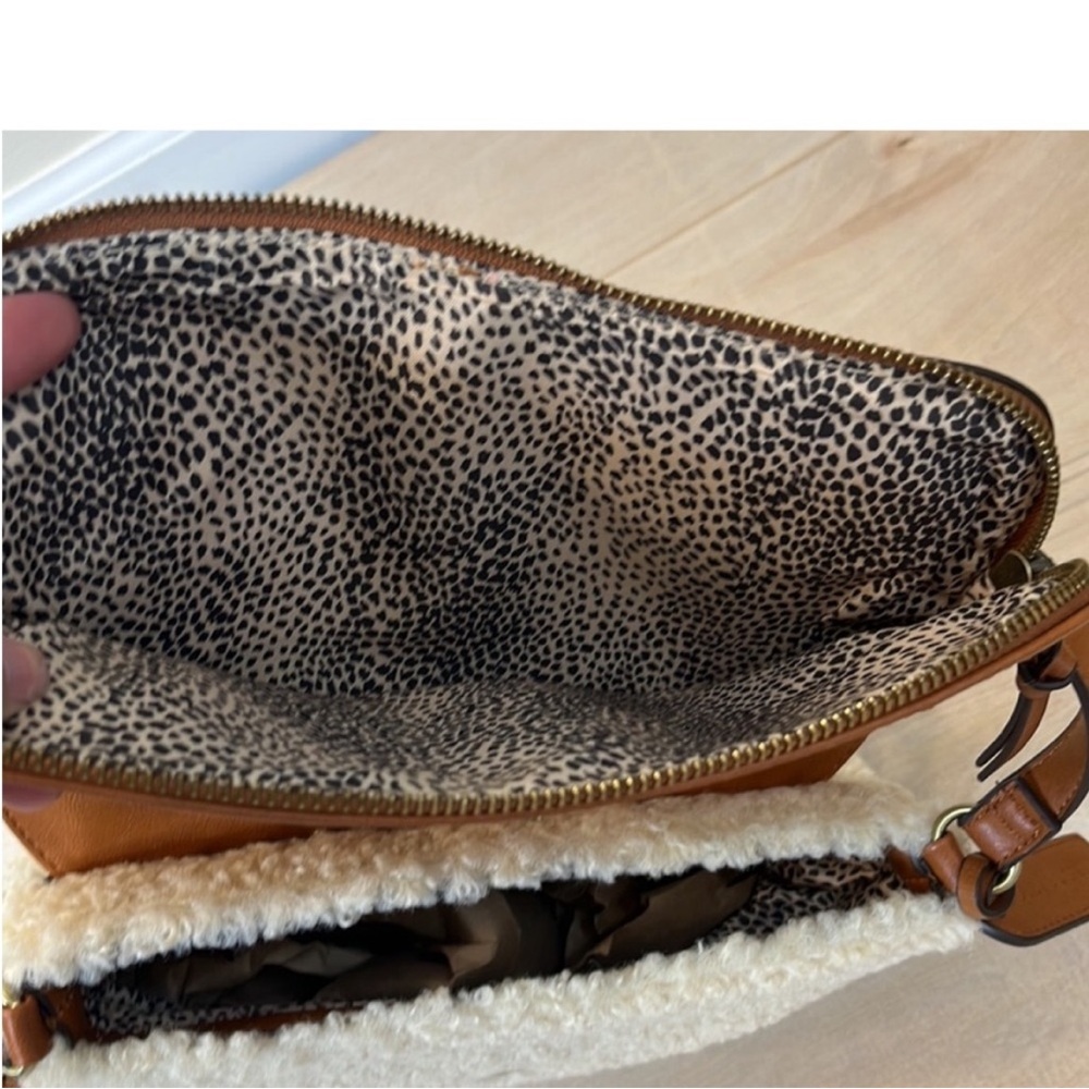 Sole Society Sherpa and Tan Leather Crossbody Bag - Picture 5 of 8